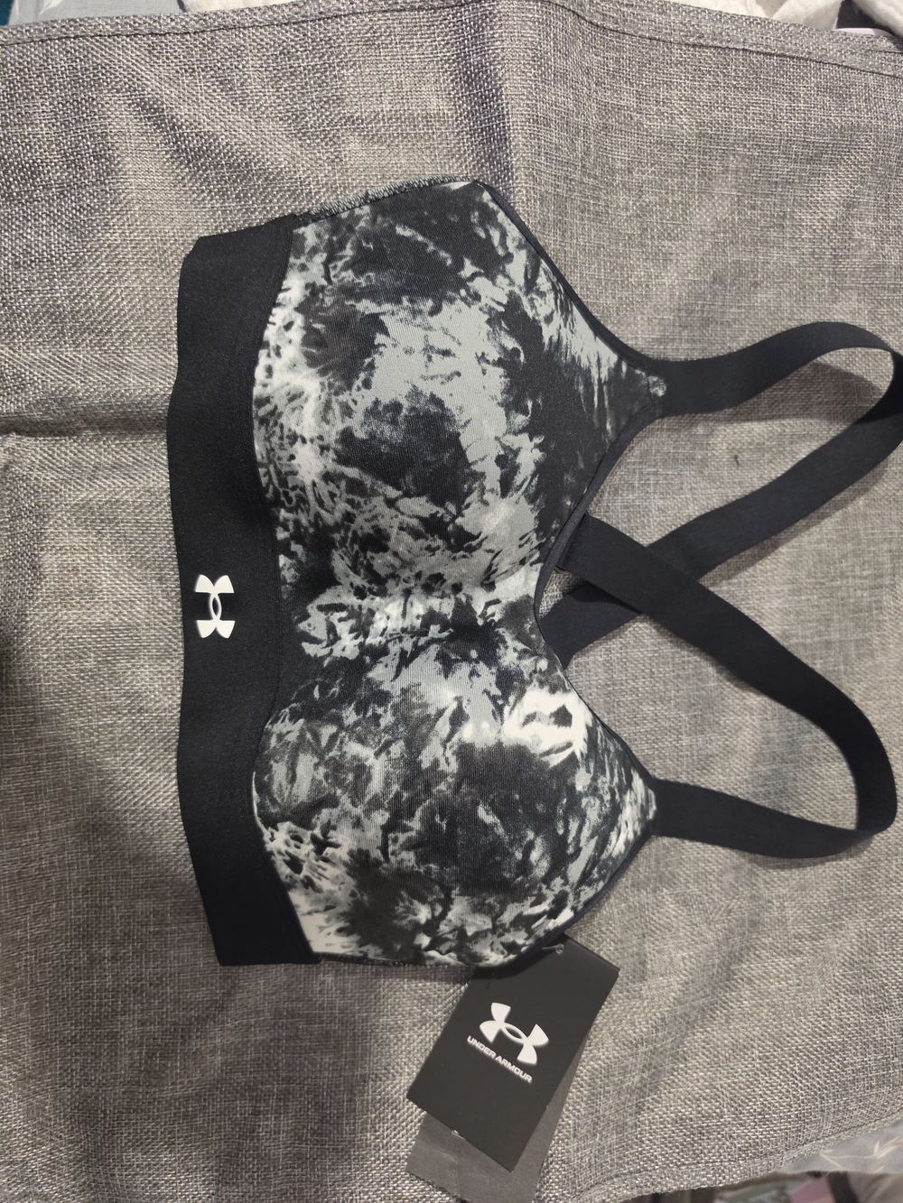 Under Armour Black and White Tie-Dye Sports Bra
